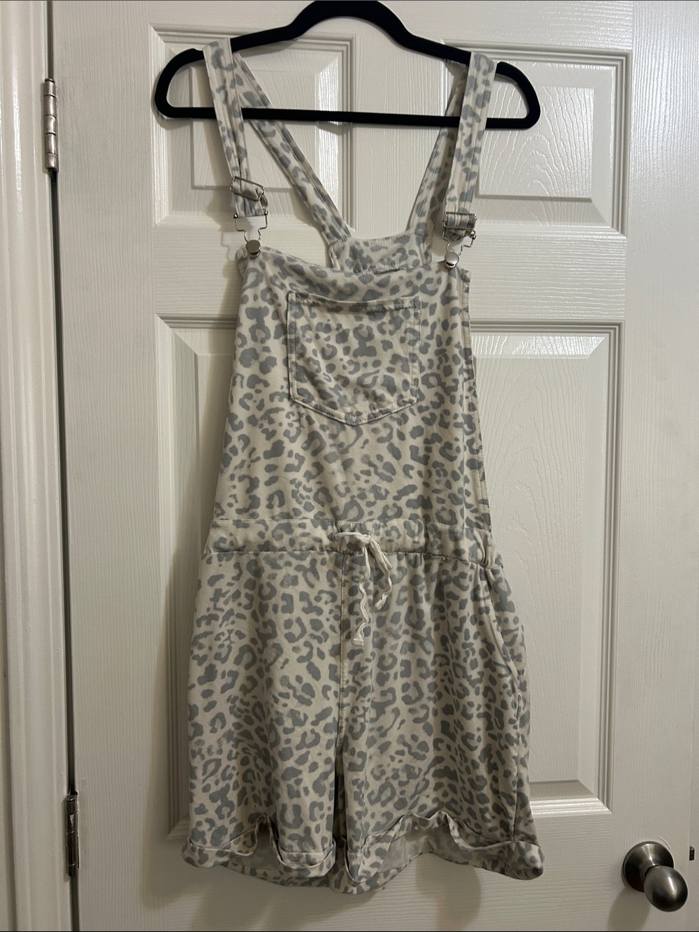 eye candy Cream and Light Gray Leopard Print Romper Overalls